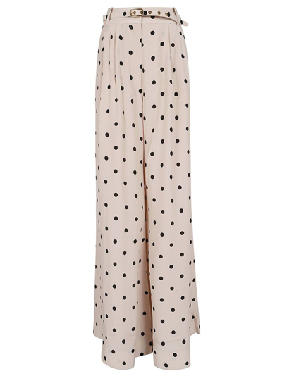 ZIMMERMANN Tuck belted polka-dot gauze wide-leg pants