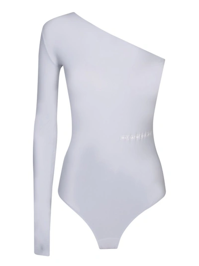 Mm6 Maison Margiela One-shoulder Light Grey Bodysuit In White