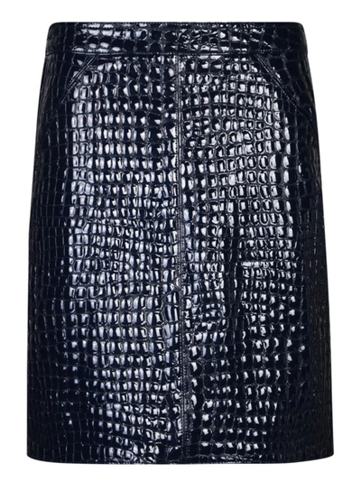 Tom Ford Croc Print Skirt In Blue