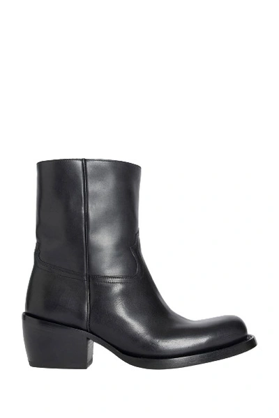 Dries Van Noten Leather Ankle Boots In Black