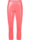 Junya Watanabe Shiny Jersey Cropped Leggings In Pink