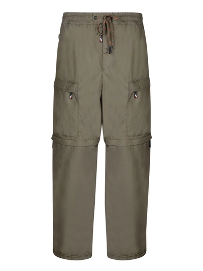 Moncler Brown Nylon Trousers In Green