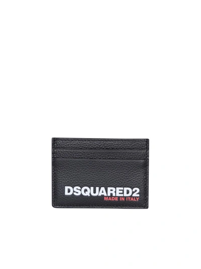 Dsquared2 Logo Print Leather Cardholder In Black