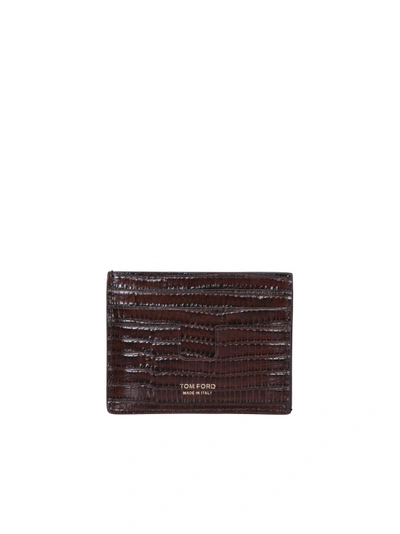 Tom Ford Tejus 6 Slots Brown Cardholder In Black