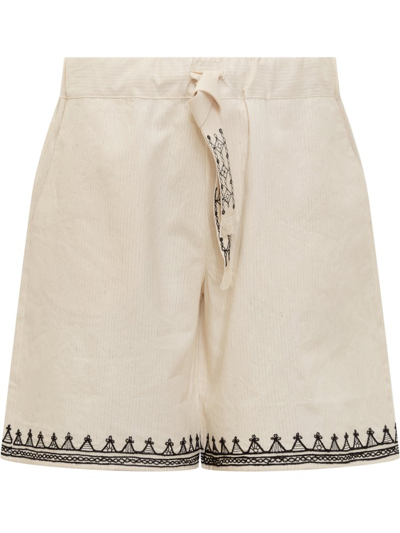 Alanui Akasha Embroidered Cotton-blend Shorts In White