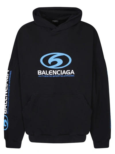 Balenciaga Surfer Logo-print Cotton Hoodie In Black