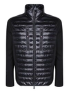 MONCLER KNIT AND NYLON CARDIGAN