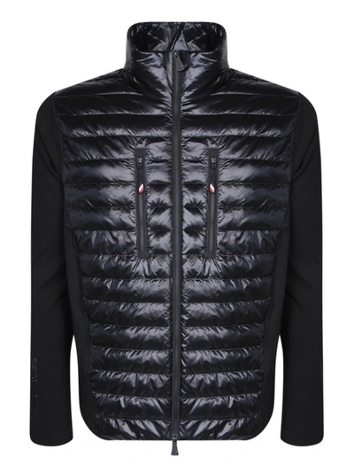 Moncler Knit And Nylon Cardigan In Black