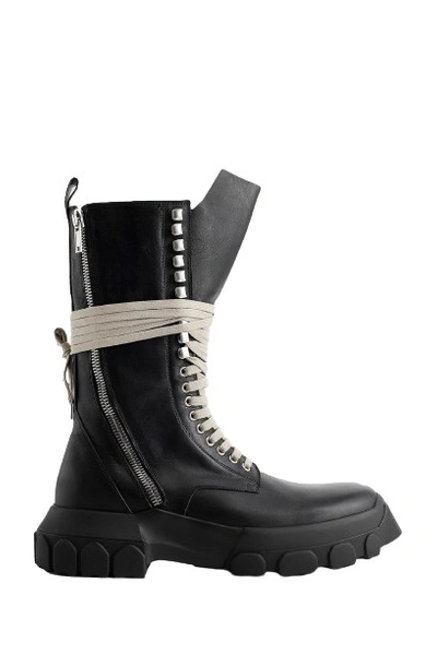 Rick Owens Lido Jumbo Laced Lace-up Bozo Boots In Black