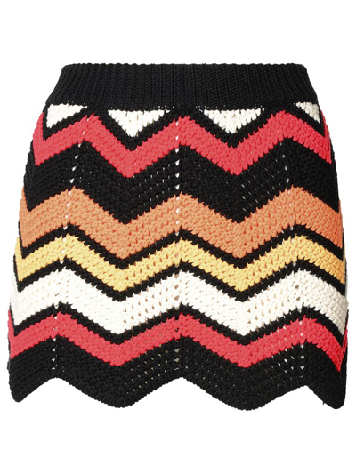 Alanui Kaleidoscopic Chevron-knit Miniskirt In Multicolour
