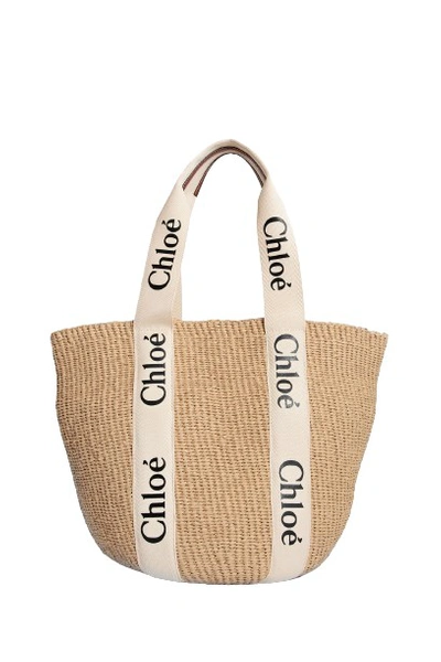 Chloé Large Woody Basket Bag In Neutrals