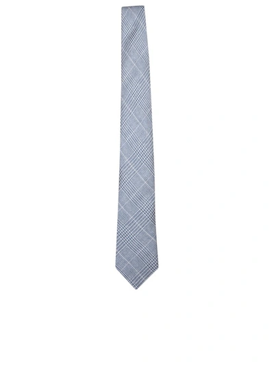 Brunello Cucinelli Checked Linen-silk Tie In Blue