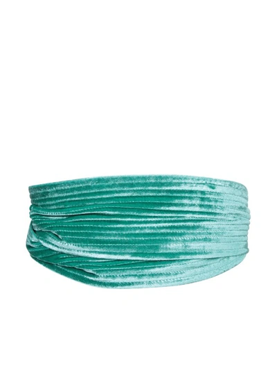 Pierre-louis Mascia Velvet Aqua-green Belt In Blue