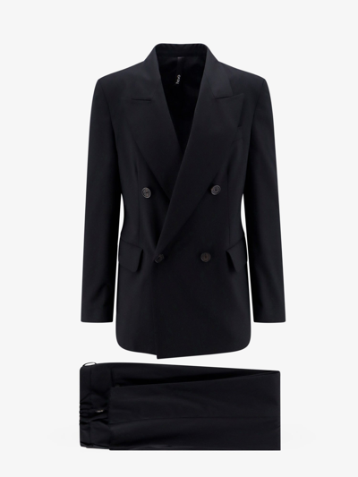 Hevo Viscose Blend Suit With Logoed Buttons In Black