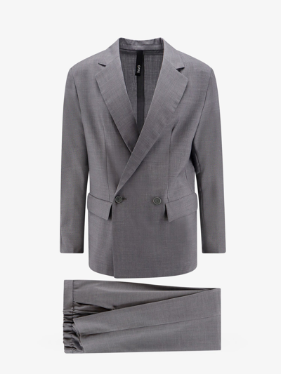 Hevo Virgin Wool Suit With Logoed Buttons In Grey