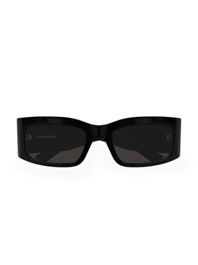 Balenciaga Men's Paper 56mm Rectangular Sunglasses In Black Dark Grey