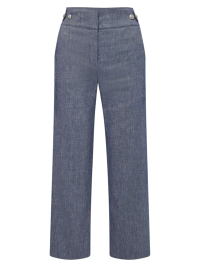 Veronica Beard Women's Aubrie Linen-blend Straight-leg Pants In Blue Melange