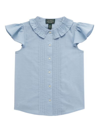 Polo Ralph Lauren Kids' Little Girl's & Girl's Batiste Smock-collar Shirt In Estate Blue