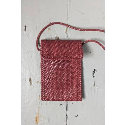 Dragon Diffusion Bordeaux Woven Leather Cross-body Phone Bag In Burgundy