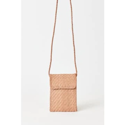 Dragon Diffusion Natural Woven Leather Cross-body Phone Bag In Neutral