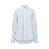 FRENCH CONNECTION RHODES POPLIN SHIRT-LINEN WHITE FOREST GREEN-72WAH