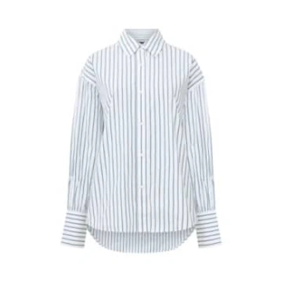 French Connection Rhodes Poplin Shirt-linen White Forest Green-72wah