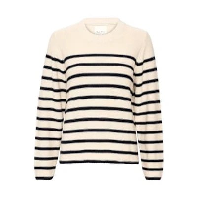 Part Two Carolyn Organic Cotton Knitted Pullover | Dark Navy Stripe In Blue