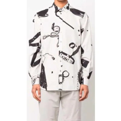 Moschino Graphic-print Long-sleeve Cotton Shirt In White