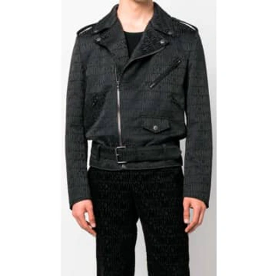 Moschino Embossed-logo Biker Jacket In Black