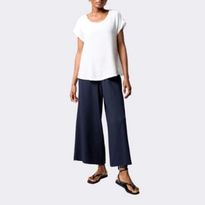 Sahara Crinkle Soft Viscose Wide Trousers In Blue