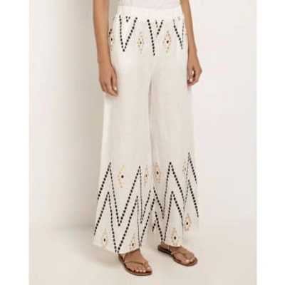 Greek Archaic Kori 2024 Zig Zag Trousers In Natural And Black In Neutral