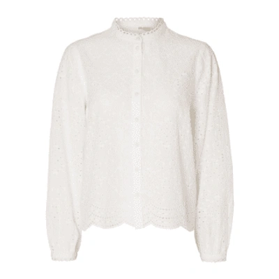Selected Femme Tatiana Ls Embr Shirt In White