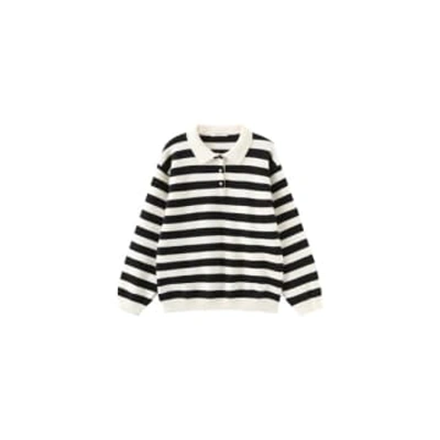 Marram Trading Oversized Striped Polo Sweater In Black