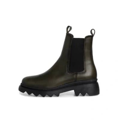 Tamaris Olive Chunky Leather Boots In Green