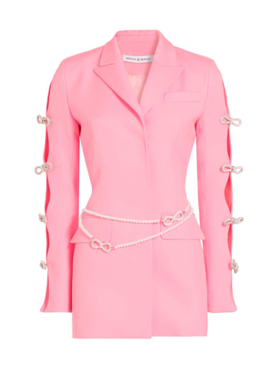Mach & Mach Embellished Wool Blazer Mini Dress In Pink