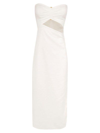 Vix By Paula Hermanny Women's Sonny Linen-blend Strapless Midi-dress In Off White