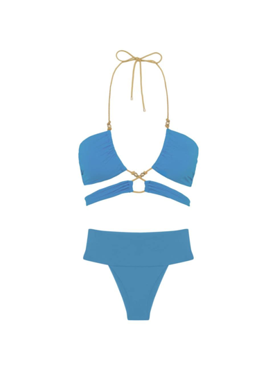 Vix By Paula Hermanny Women's Jessica Beaded Bikini In Light Blue