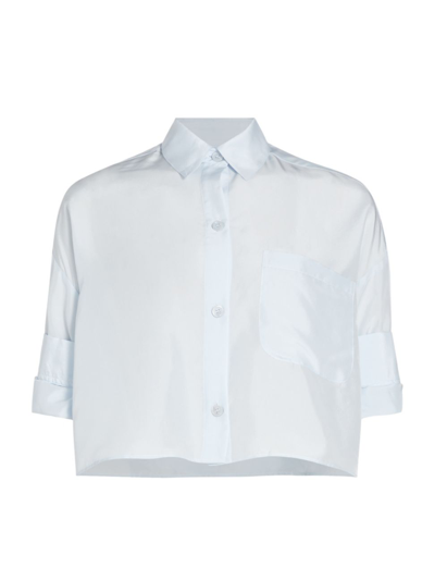 Twp Next Ex Cropped Shirt In Superfine Cotton In Baby Blue