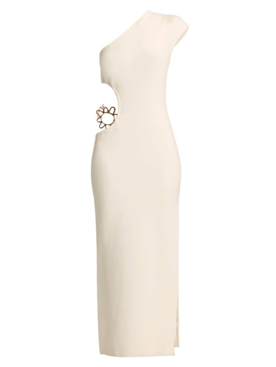 Cult Gaia Women's Adrian Asymmetric Knit Cut-out Maxi Dress In Off White