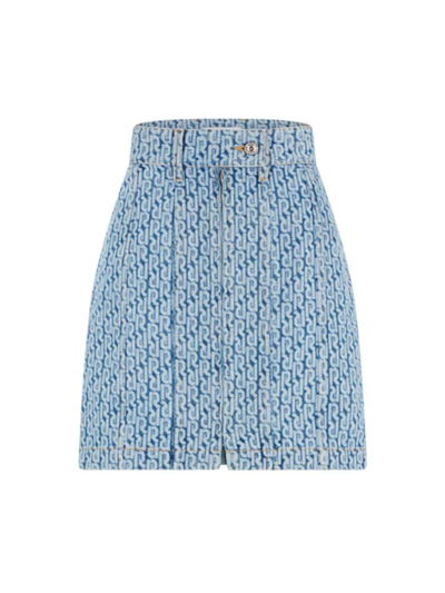 Rabanne Monogram-pattern Denim Miniskirt In Blue