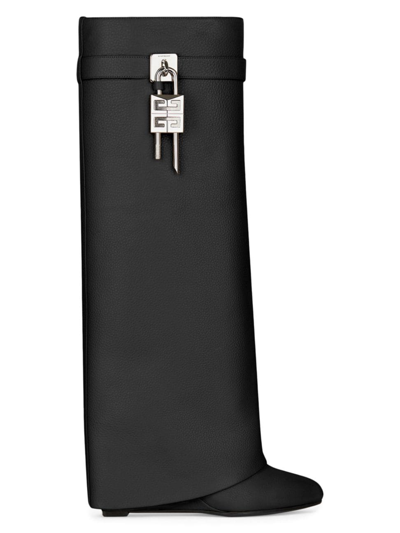 Givenchy Women's Shark Lock Trouser Boots In Grained Leather In Black