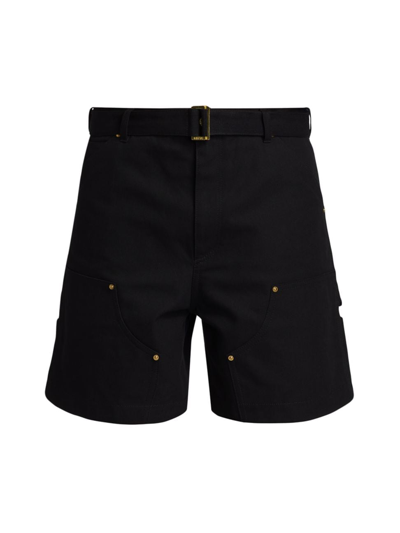 Sacai Mens Black X Carhartt Wip Brand-patch Cotton-canvas Shorts