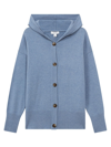 Reiss Womens Indigo Evie Hooded Wool-blend Cardigan