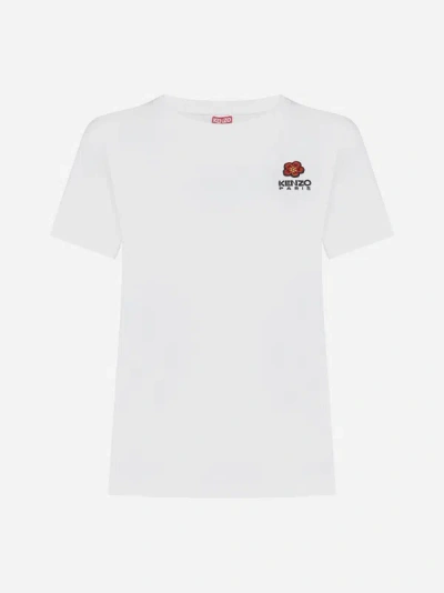 Kenzo Logo-embroidered Cotton T-shirt In White