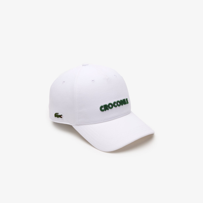 Lacoste Unisex 3d Embroidered Cotton Piqué Baseball Cap In White