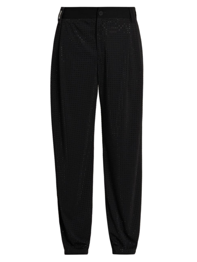 Versace Jeans Couture Men's Iridescent Jacquard Slim Trousers In Black