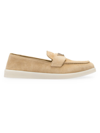 Prada Women's Suede Leather Loafers In Beige Khaki