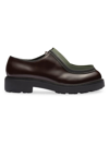 Prada Men's Diapason Opaque Brushed Leather Lace-up Shoes In Brown