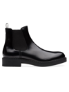 Prada Men's Brushed Leather Chelsea Boots In Black