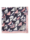 Prada Silk Triangle Print Skinny Scarf In Pink Multi